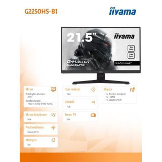 Monitor 21.5 cala G-MASTER G2250HS-B1 1ms,HDMI,DP,FSync,2x2W,VA