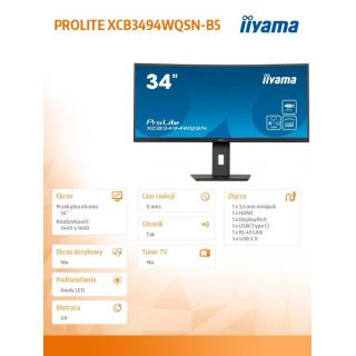 Monitor 34 cale XCB3494WQSN-B5 VA,UWQHD,1500R,USB-cDock,KVM,HAS(150mm)