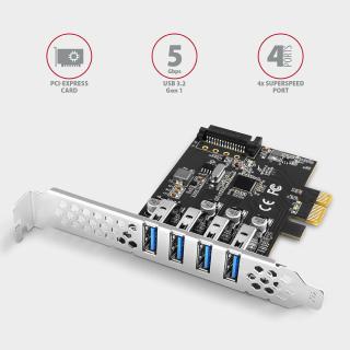 PCEU-43RS Kontroler PCIe 4x port USB 3.2 GEN 1, UASP,...