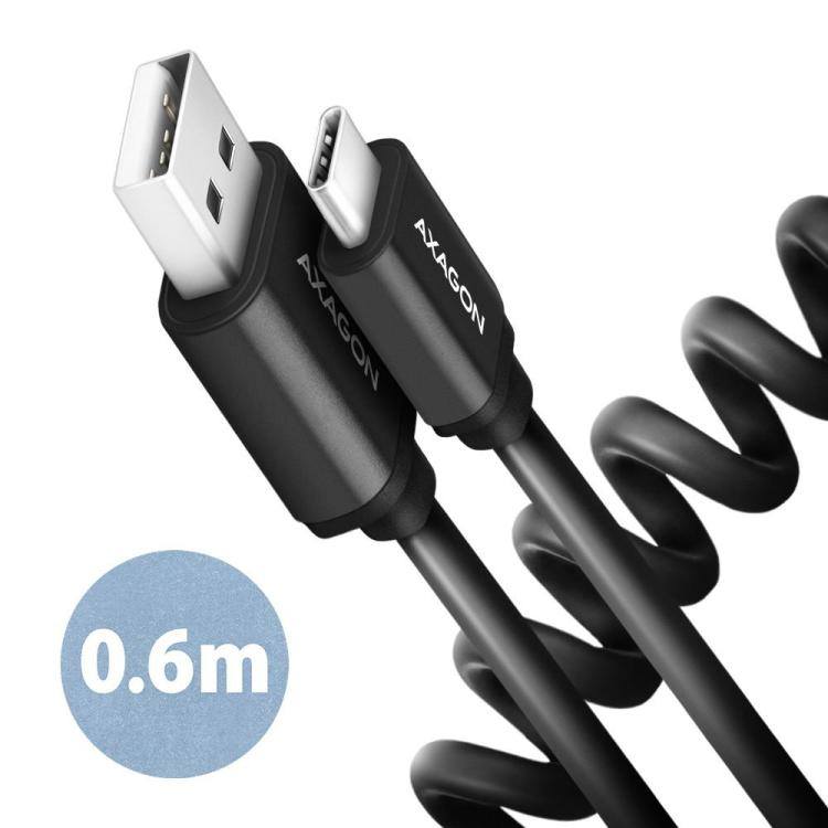 BUCM-AM10TB Kabel Twister USB-C - USB-A, 0,6m, USB 2.0, 2.4A, ALU, PVC Czarny