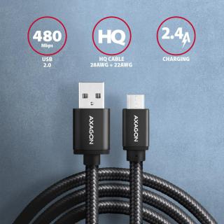 BUMM-AM15AB Kabel MicroUSB - USB-A, 1.5m, USB 2.0, 2.4A,...