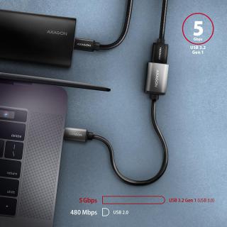 RUCM-AFAC Kabel adapter USB 3.2 Gen 1 Type-C samiec - Type-A żeńska, 0,2m, 3A, ALU