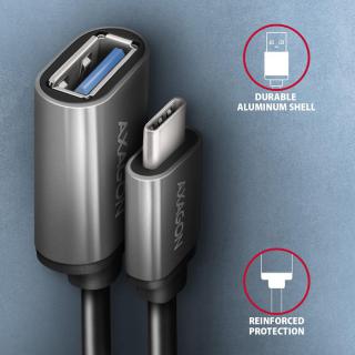 RUCM-AFAC Kabel adapter USB 3.2 Gen 1 Type-C samiec - Type-A żeńska, 0,2m, 3A, ALU