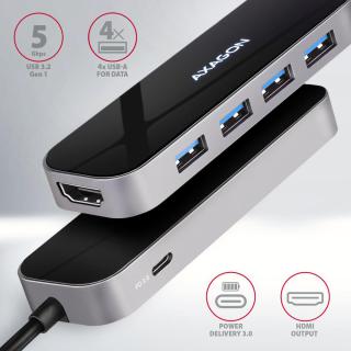 HMC-6H4A Wieloportowy hub 4x USB-A + HDMI, USB-C 3.2 Gen...