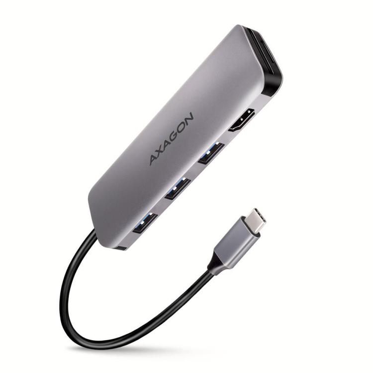 HMC-HCR3A Wieloportowy hub 3x USB-A + HDMI + SD/microSD, USB-C 3.2 Gen1, 20cm USB-C kabel