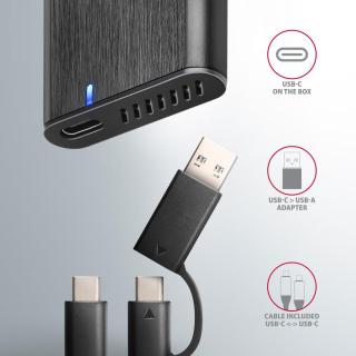 EEM2-SB2 Obudowa zewnętrzna aluminiowa bezśrubowa USB-C 3.2 Gen 2 - M.2 NVMe / SATA SSD 30-80mm ALU pudełko czarne + USB-A -