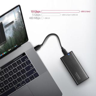 EEM2-SB2 Obudowa zewnętrzna aluminiowa bezśrubowa USB-C 3.2 Gen 2 - M.2 NVMe / SATA SSD 30-80mm ALU pudełko czarne + USB-A -