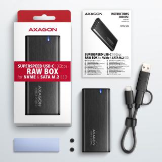 EEM2-SB2 Obudowa zewnętrzna aluminiowa bezśrubowa USB-C 3.2 Gen 2 - M.2 NVMe / SATA SSD 30-80mm ALU pudełko czarne + USB-A -