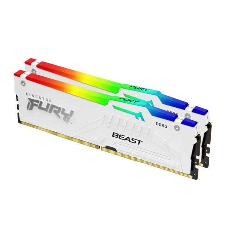 Pamięć DDR5 Fury Beast RGB 32GB(216GB)/5200 CL36 biała