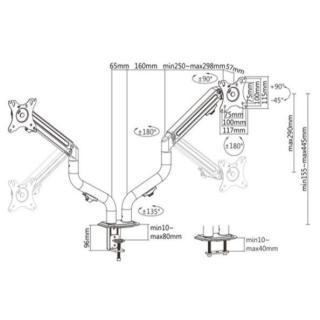 Ramię na dwa monitory biurkowe (regulowane), od 17 cali do 32 cali, obciążenie do 8kg