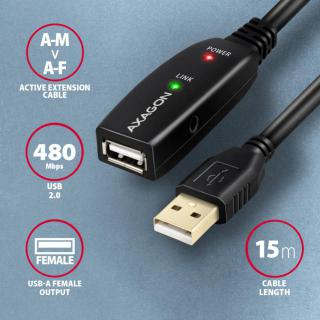 ADR-215 USB 2.0 A-M - A-F aktywny kabel przedłużacz/wzmacniacz 15m