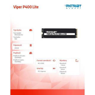 Dysk SSD 250GB Viper P400 Lite 3200/1300MB/s PCIe M.2 Gen 4x4 NVMe1.4