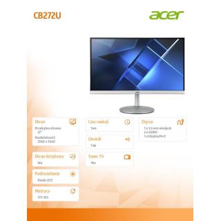 Monitor 27 cali CB272Usmiiprx QHD/IPS/1ms/srebrny