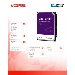 Dysk twardy WD Purple 2TB 3,5 256 MB 5400RPM WD23PURZ