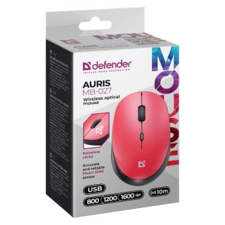 Mysz bezprzewodowa silent click AURIS MB-027 800/1200/1600 DPI czerwona