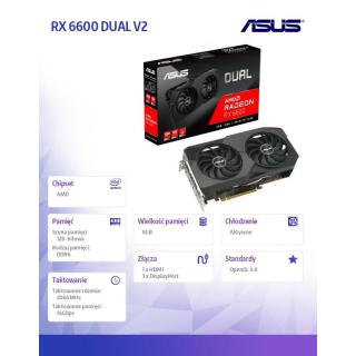 Karta graficzna Radeon RX 6600 DUAL V2 8GB GDDR6 128bit 3DP/HDMI