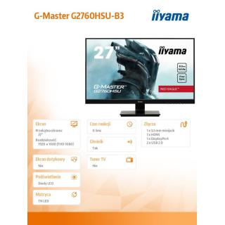 Monitor G-Master 27 cali G2760HSU-B3 TN,165Hz,0.5ms,400cd/m2,HDMI,DP,USB