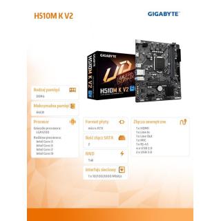 Płyta główna H510M K V2 s1200 2DDR4 HDMI/USB 3.2 M.2 mATX