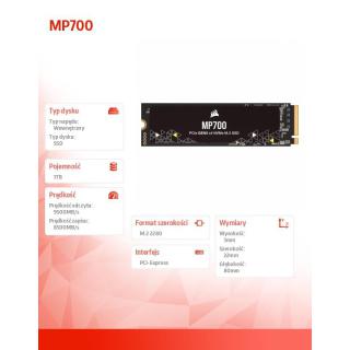 Dysk SSD 1TB MP700 Series 9500/8500 MB/s PCIe Gen 5.0 x4 NVMe 2.0