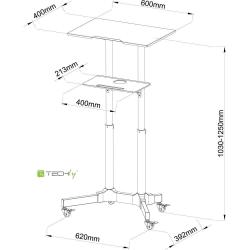 Biurko mobilne Techly Stolik prezentacyjny czarny