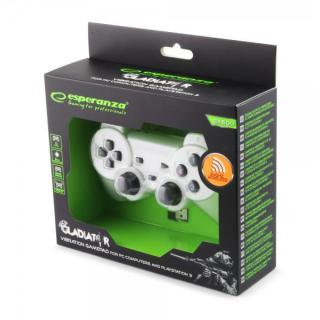 Gamepad bezprzewodowy 2.4GHz PS3/PC USB Esperanza "Gladiator" biało/czarny