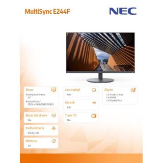 Monitor MultiSync E244F 24 cale DP HDMI czarny