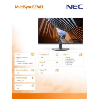 Monitor MultiSync E274FL 27 cali USB-C HDMI czarny