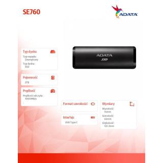 Dysk zewnętrzny SSD SE760 2TB USB3.2-A/C czarny