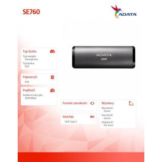 Dysk zewnętrzny SSD SE760 2TB USB3.2-A/C tytanowy