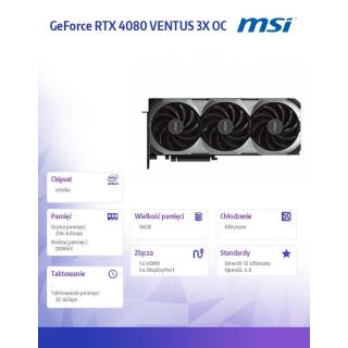 Karta graficzna GeForce RTX 4080 VENTUS 3X OC 16GB GDDR6X...