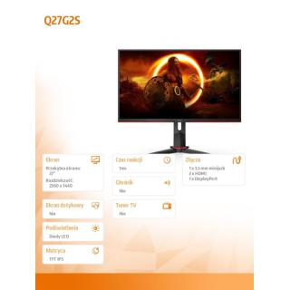 Monitor 27 cali Q27G2S IPS 165 Hz HDMIx2 DP Pivot