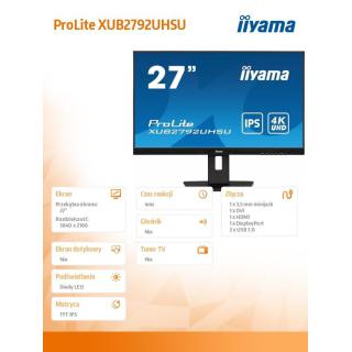 Monitor 27 cali XUB2792UHSU-B5 4K,IPS,DVI,DP,HDMI,PIP,250cd,USB3.0