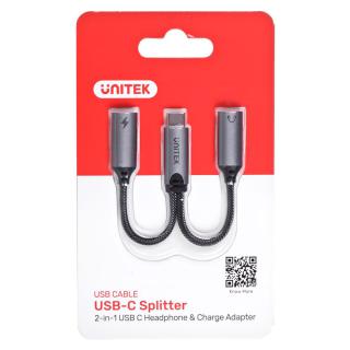 UNITEK ADAPTER USB-C - 2X USB-C, 18W, AUDIO, M206A