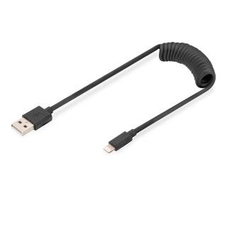 Kabel USB 2.0 DIGITUS spiralny USB A/Lightning, PD 20W,...