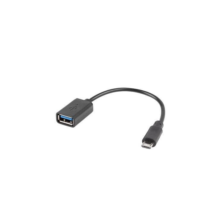 Kabel USB 2.0 Lanberg micro USB(M) - USB-A(F) 0,15m OTG czarny