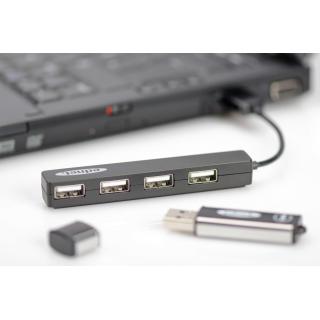 Hub USB Ednet 4xUSB 2.0 "Mini", pasywny, czarny