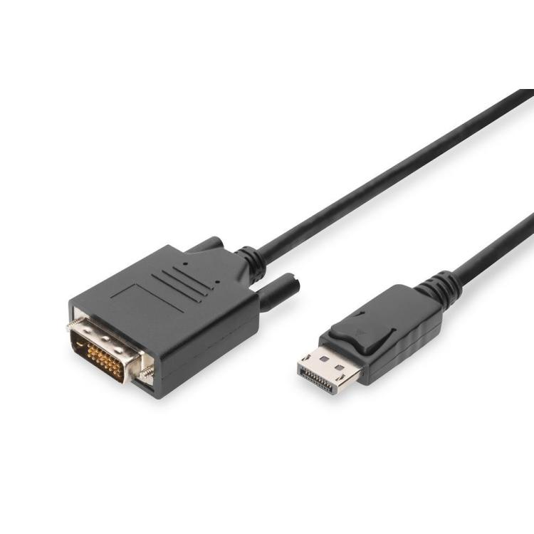 Kabel adapter DIGITUS DisplayPort z zatrzaskiem 1080p 60Hz FHD Typ DP/DVI-D (24+1) M/M 3m