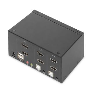 Przełącznik KVM DIGITUS 2 portowy HDMI, Dual Display, 4K 30Hz