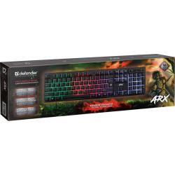 Klawiatura przewodowa Defender ARX GK-196L podświetlana gaming