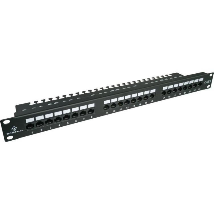 Patch panel UTP kat.6 24 porty LSA z półką 1U