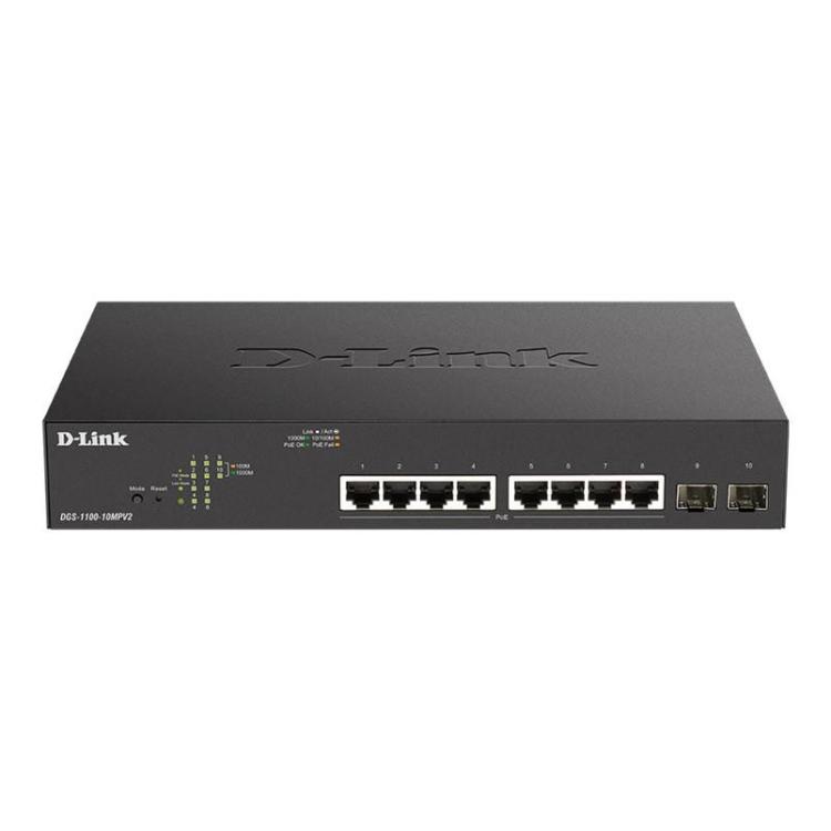 Przełącznik DGS-1100-10MPV2 Switch 8GE PoE+ 2SFP