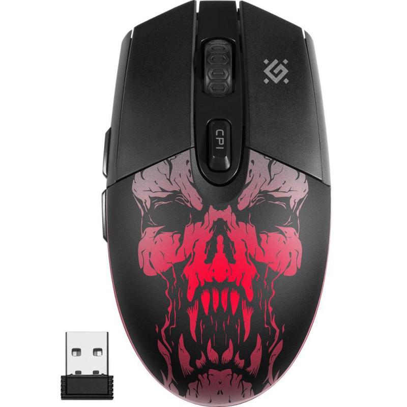 Mysz bezprzewodowa Defender BETA GM-707L optyczna 1600dpi czarna LED AKUMULATOR 6 przycisków Gaming bezklikowa silent