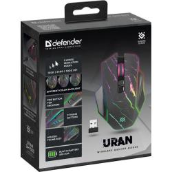 Mysz bezprzewodowa Defender URAN GM-503 optyczna 3200dpi czarna RGB AKUMULATOR 8 przycisków Gaming