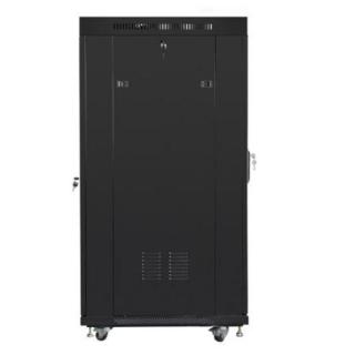 Szafa instalacyjna rack stojąca 19 cali 27u 800x1000 czarna drzwi szklane LCD (flat pack)