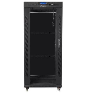 Szafa instalacyjna rack stojąca 19 cali 27u 800x1000 czarna drzwi szklane LCD (flat pack)