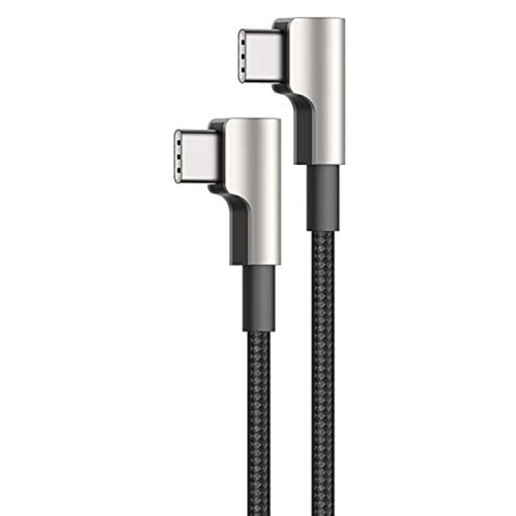 CB-CMD37 Black OEM nylonowy kabel USB C - USB C | 1m | wtyki 90 stopni | 3A | 60W PD | 20V