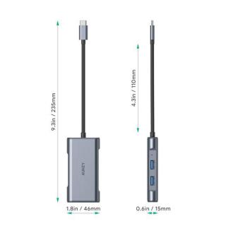 CB-C75 aluminiowy Hub USB-C | 6w1 | RJ45 Ethernet 10/100/1000Mbps | 3xUSB 3.1 | HDMI 4k@30Hz | USB-C Power Delivery 100W