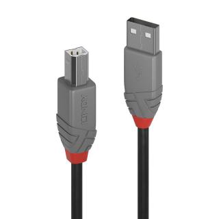 Kabel drukarkowy USB LINDY 2.0 A/M - B/M, Anthra Line 0.2m Czarny