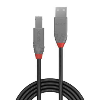 Kabel drukarkowy USB LINDY 2.0 A/M - B/M, Anthra Line 0,5m Czarny