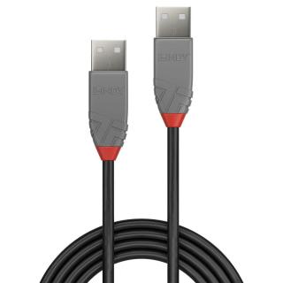 Kabel USB 2.0 LINDY Type A Cable, Anthra Line 0.2m Black